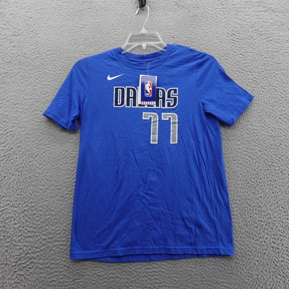 Nike Luka Doncic Tee Large Blue T Shirt Youth Dallas Mavericks NBA Cotton 77 NWT
